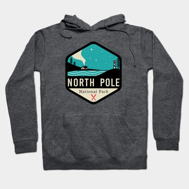 North Pole National Park Badge Hoodie by CloudWalkerDesigns